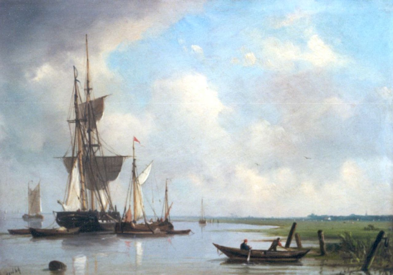 Schiedges P.P.  | Petrus Paulus Schiedges, The departure of the fleet, oil on panel 25.2 x 35.1 cm, signed l.l. and dated '69