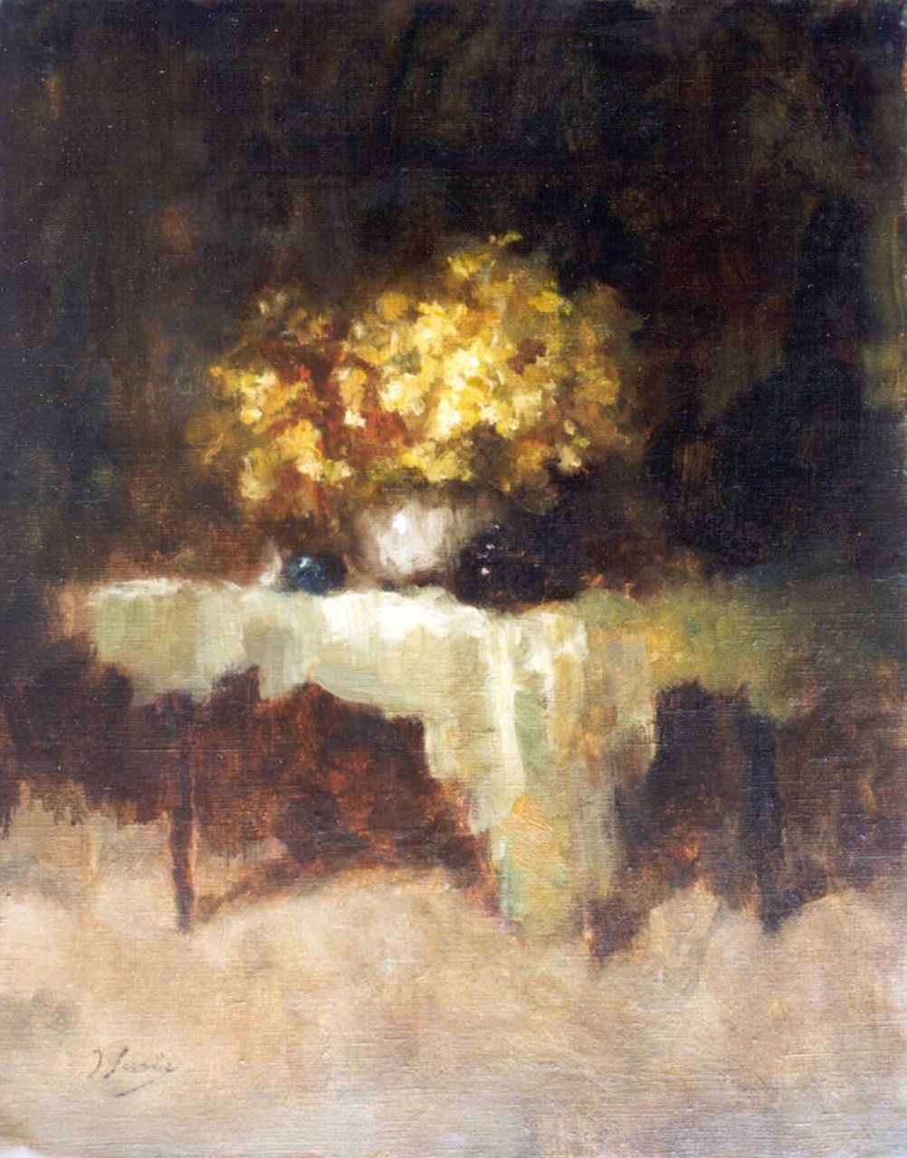 Surie J.  | Jacoba 'Coba' Surie, Interior with flower still life on a table, oil on canvas 49.9 x 40.3 cm, signed l.l.