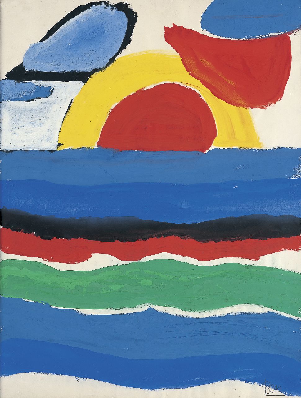 Benner G.  | Gerrit Benner, Sunset, gouache on paper 61.5 x 47.4 cm, signed l.r. and painted circa 1954