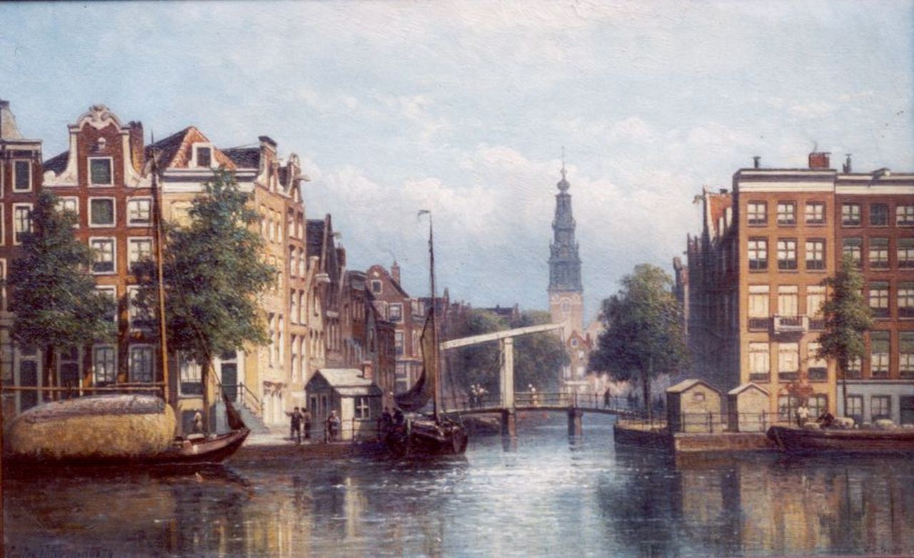 Hilverdink E.A.  | Eduard Alexander Hilverdink, A view of the Groenburgwal, Amsterdam, oil on canvas 29.5 x 46.7 cm, signed l.l. and dated '79