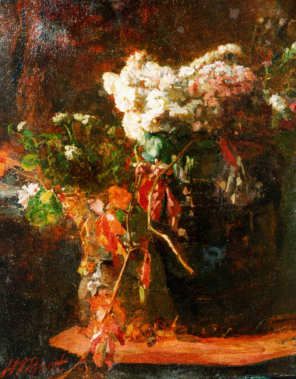Henri Frédéric Boot | A flower still life, oil on canvas, 50.3 x 40.3 cm, signed l.l.