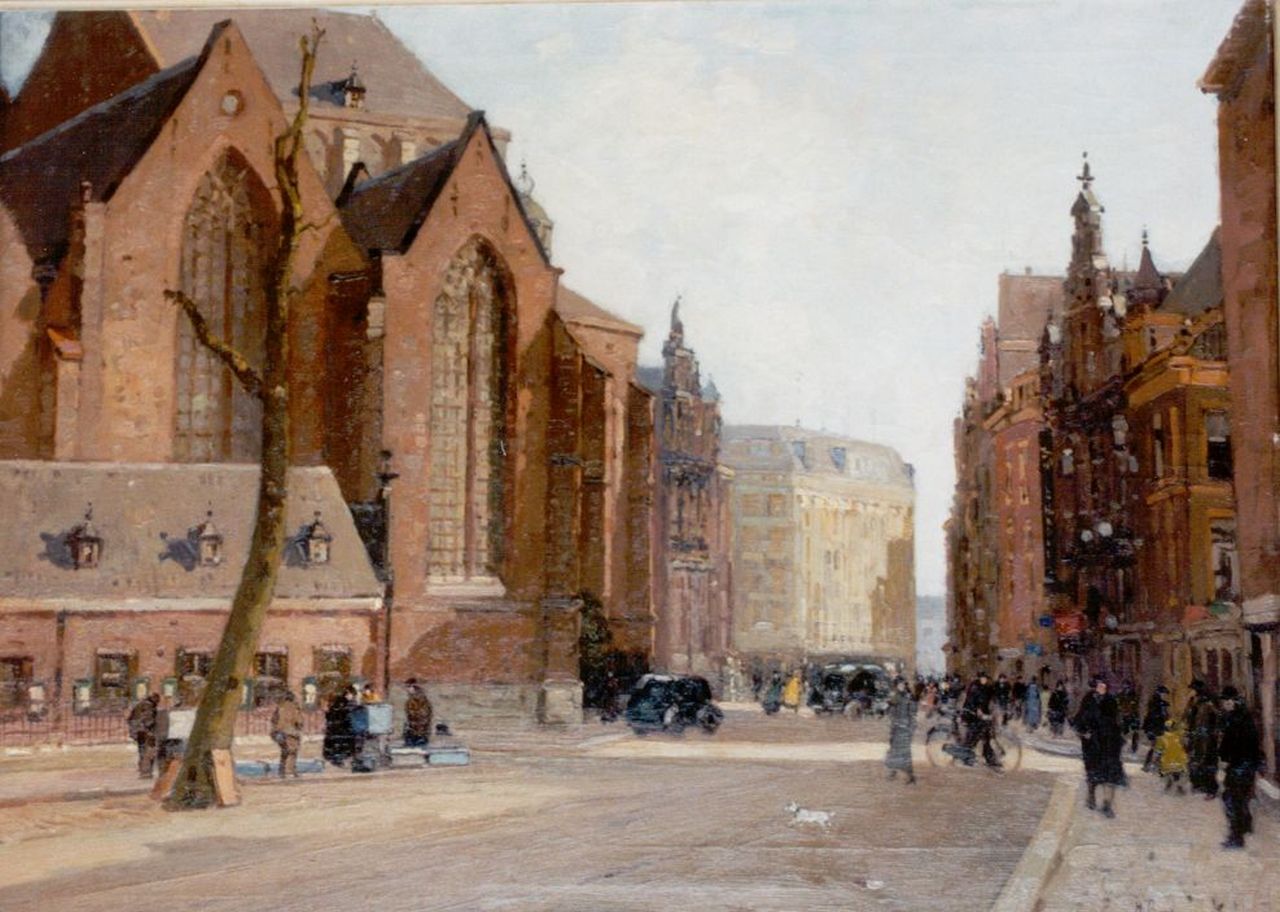 Bogman jr. H.A.C.  | Hermanus Adrianus Charles 'Herman' Bogman jr., A view of the 'Grote Kerk' , The Hague, oil on canvas 60.0 x 80.0 cm, signed l.r.