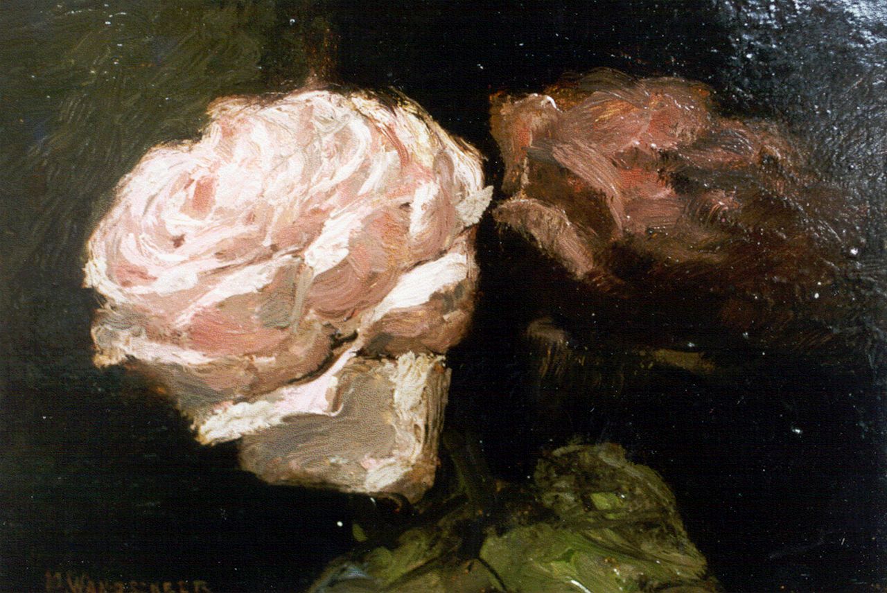 Wandscheer M.W.  | Maria Wilhelmina 'Marie' Wandscheer, A still life with roses, oil on panel 16.4 x 23.6 cm, signed l.l.