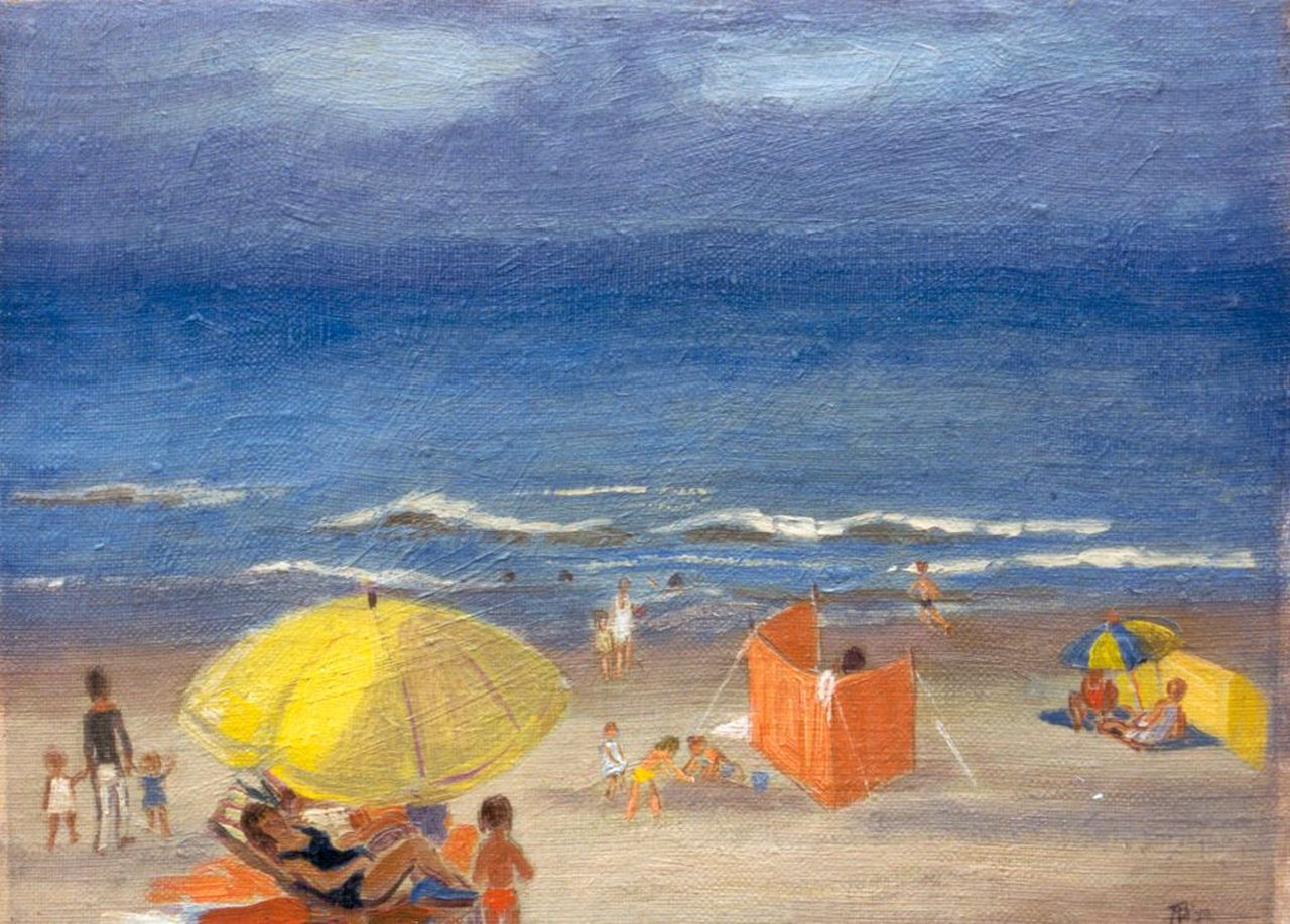 Anna Borst Pauwels | A sunny day at the beach, oil on canvas laid down on panel, 20.8 x 27.7 cm, signed l.r. with monogram and dated '74