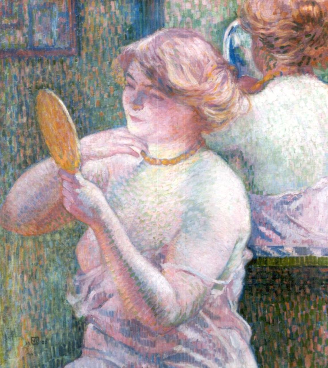 Rysselberghe Th. van | Théodore 'Théo' van Rysselberghe, Femme devant une glace, oil on canvas 72.8 x 60.0 cm, signed l.l. with monogram and dated 1905