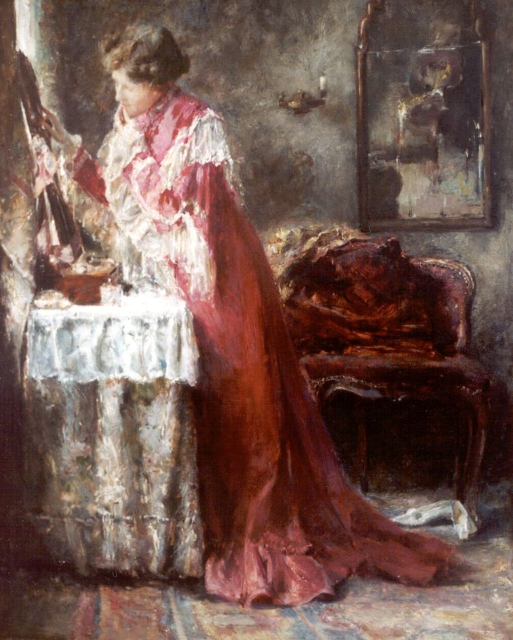 Roelofs O.W.A.  | Otto Willem Albertus 'Albert' Roelofs, Elegant lady, oil on panel 61.0 x 49.7 cm, signed u.r.