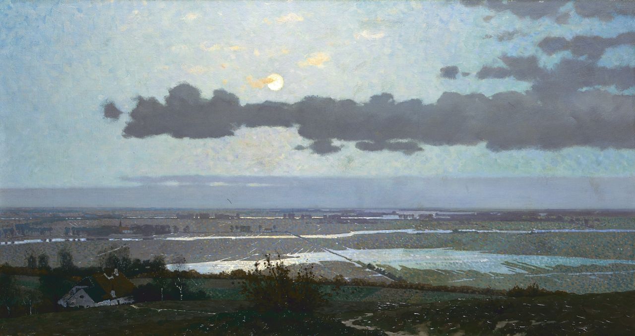 Wiggers D.  | Dirk 'Derk' Wiggers, The Ooijpolder near Nijmegen, oil on canvas 56.8 x 105.7 cm, signed l.r. and dated 1913