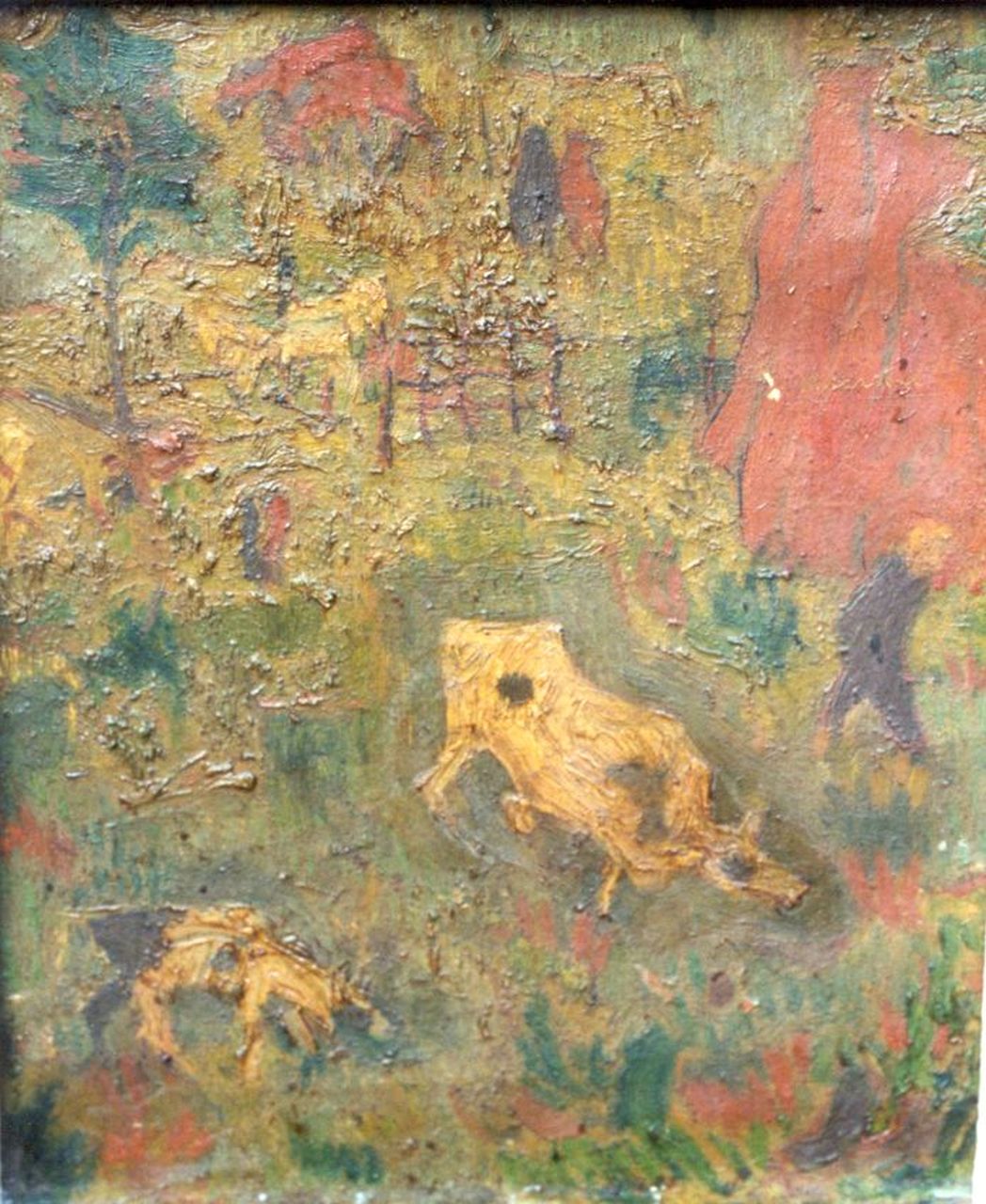 Pardoel H.P.  | Henricus Petrus 'Harrie' Pardoel, A landscape with cows, oil on canvas 30.2 x 24.0 cm, signed u.r.