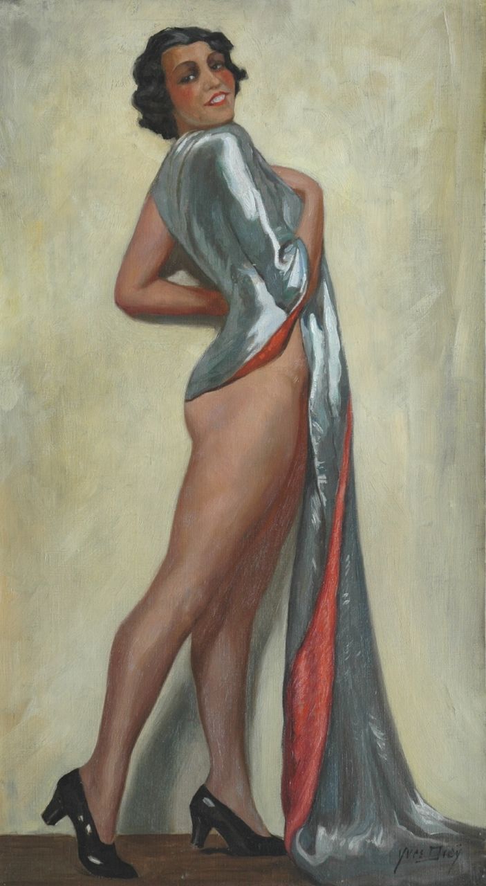 Yves Diey | Portrait of a woman, oil on canvas, 81.0 x 45.0 cm, signed l.r.