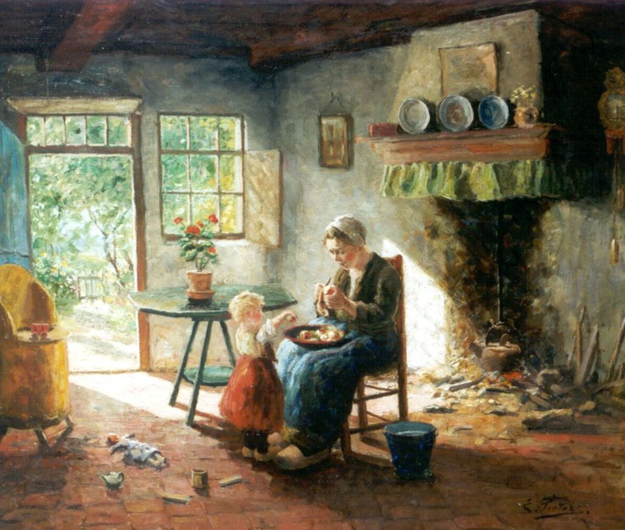 Pieters E.  | Evert Pieters, Mother's little helper, oil on canvas 79.0 x 91.7 cm, signed l.r.
