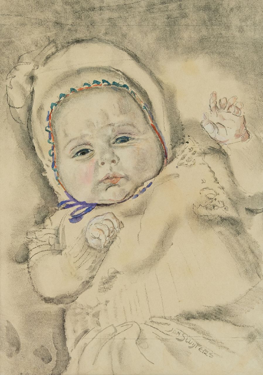 Sluijters J.C.B.  | Johannes Carolus Bernardus 'Jan' Sluijters | Watercolours and drawings offered for sale | A baby, charcoal and watercolour on paper 37.0 x 27.2 cm, signed l.r.