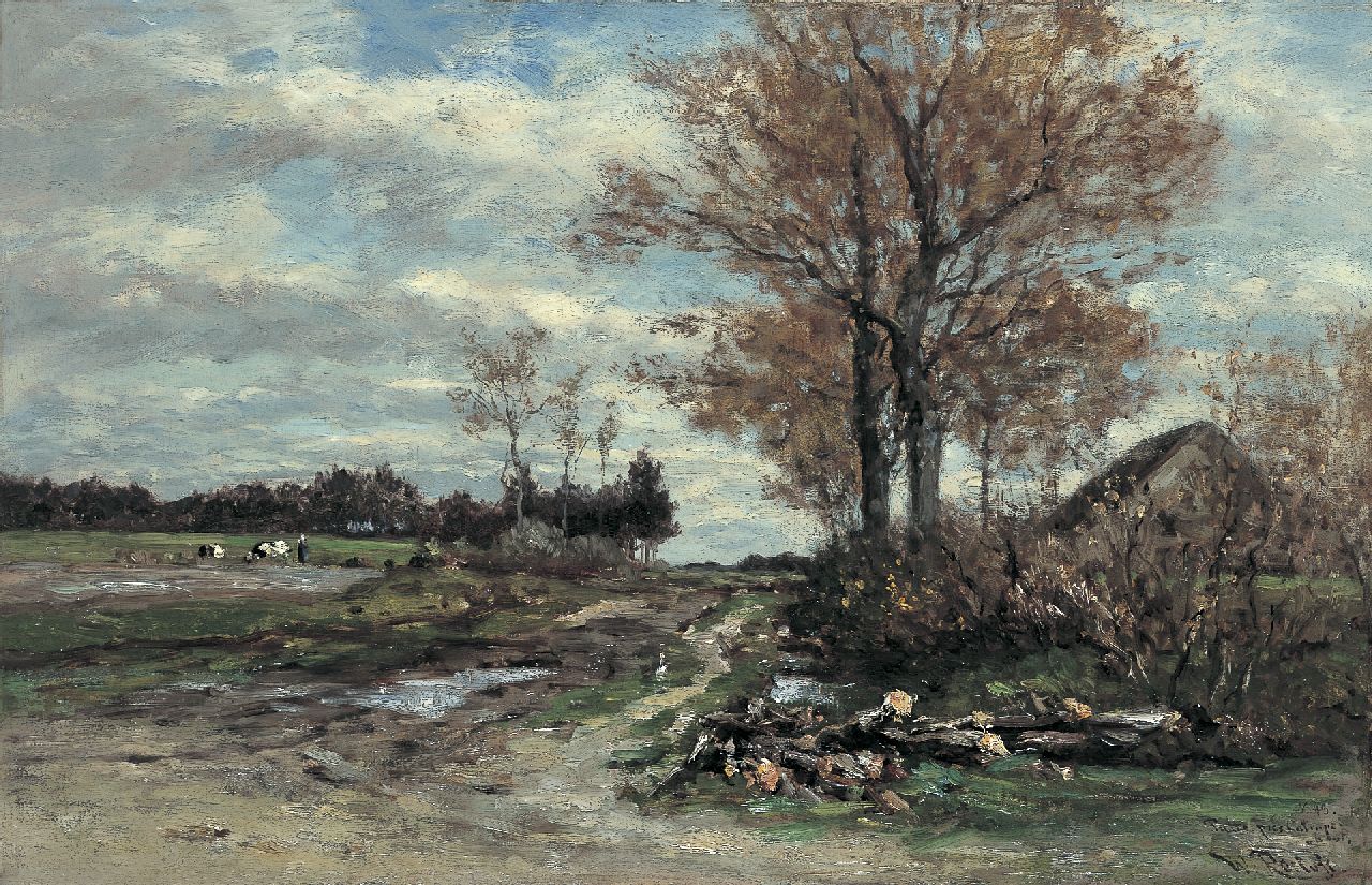 Roelofs W.  | Willem Roelofs, A landscape near Putte, Belgium, oil on canvas 48.0 x 75.3 cm, signed l.r.