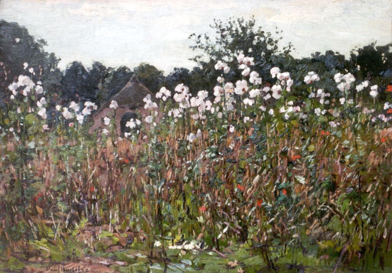 Bodifée J.P.P.  | Johannes Petrus Paulus 'Paul' Bodifée, The thistles have left off, oil on painter's board laid down on panel 26.2 x 36.9 cm, signed l.l. and dated 1913