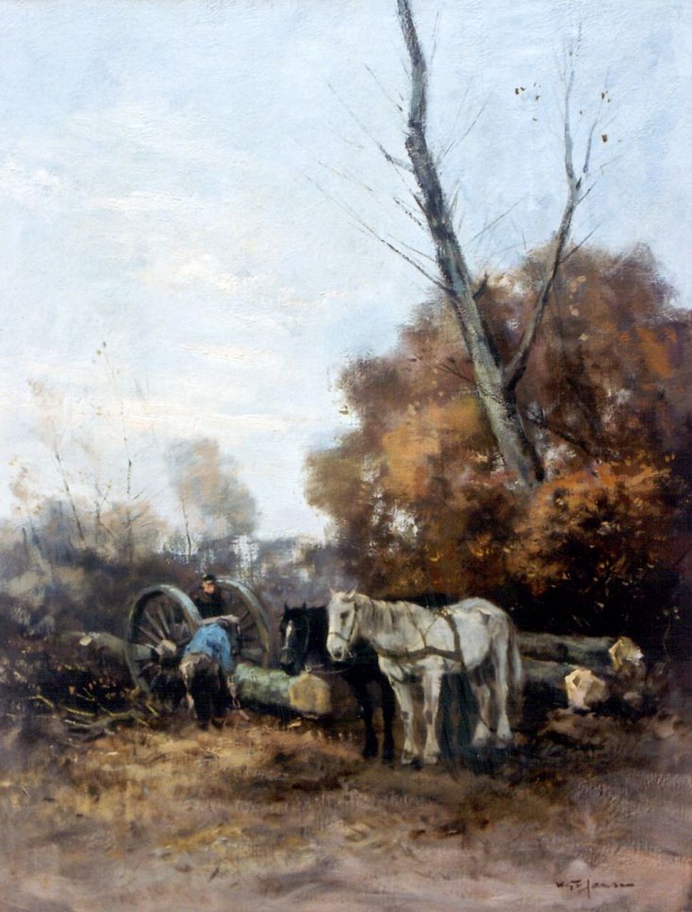 Jansen W.G.F.  | 'Willem' George Frederik Jansen, Gathering wood, oil on canvas 64.5 x 50.0 cm, signed l.r.
