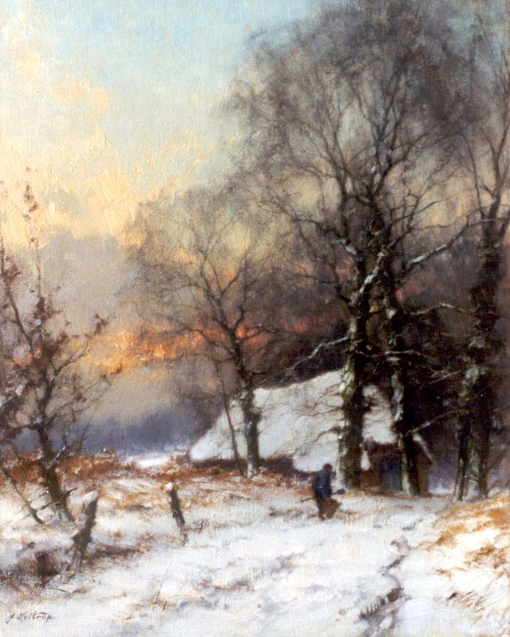 Holtrup J.  | Jan Holtrup, The Achterhoek in winter, oil on canvas 50.6 x 40.5 cm, signed l.l. and on the reverse
