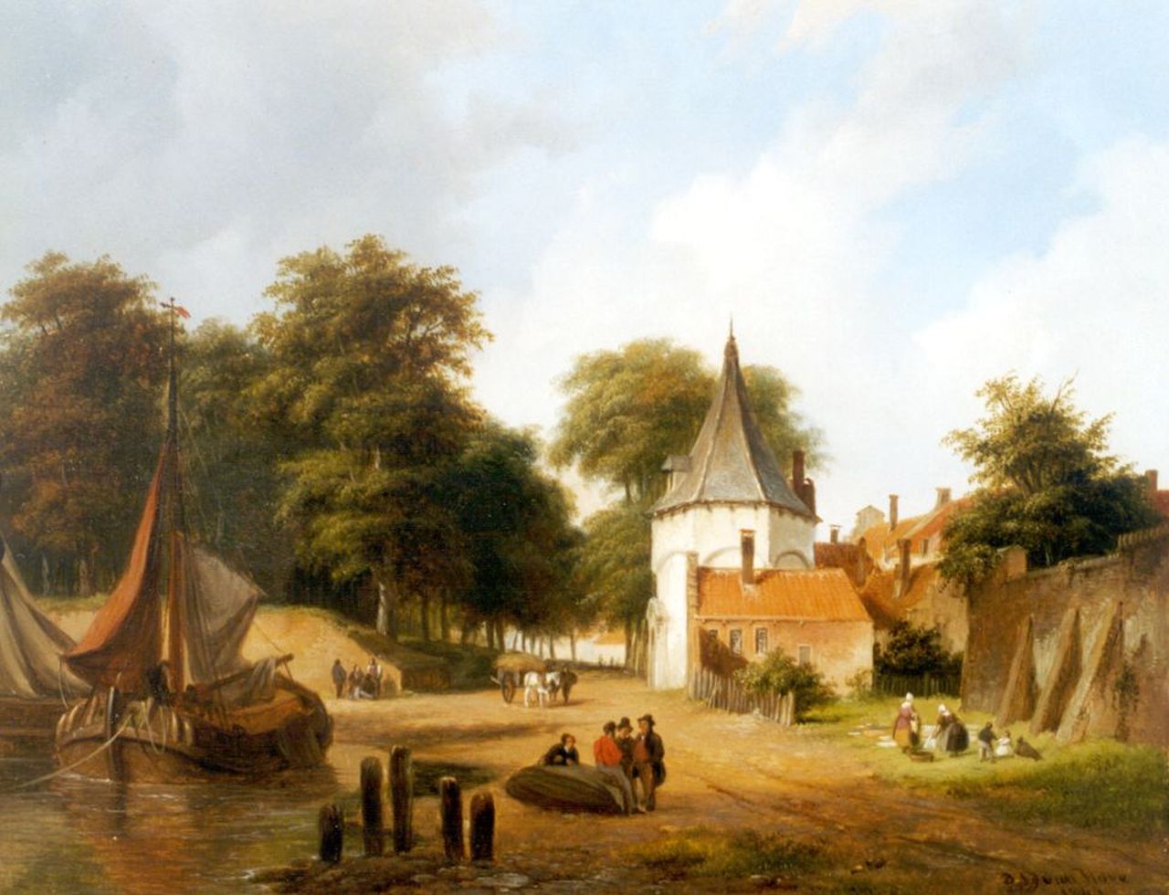 Hove B.J. van | Bartholomeus Johannes 'Bart' van Hove, Moored shipping, oil on panel 25.7 x 32.3 cm, signed l.r. and dated 1840