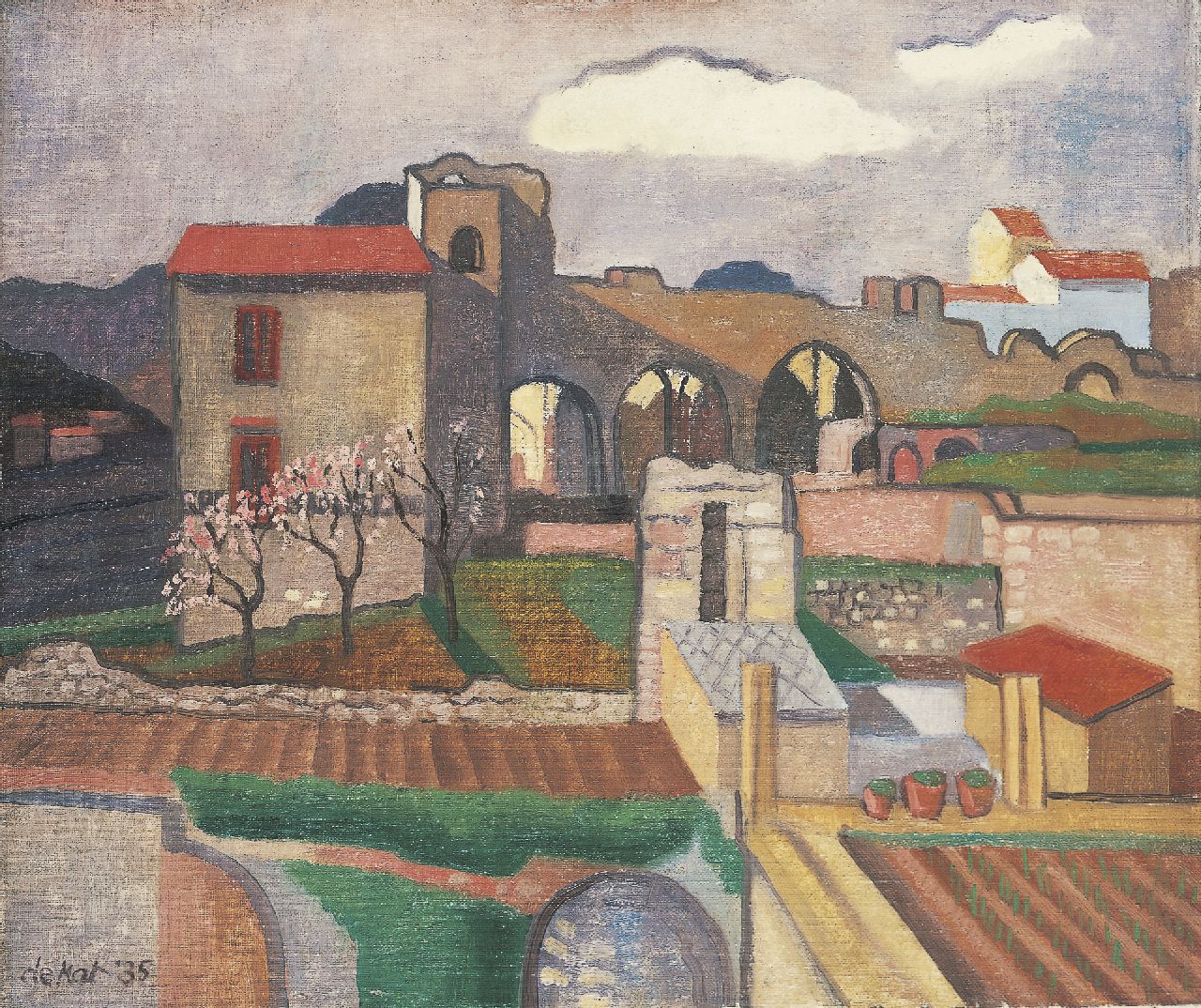 Kat O.B. de | 'Otto' Boudewijn de Kat, Houses and ruins, oil on canvas 46.1 x 54.3 cm, signed l.l. and dated '35