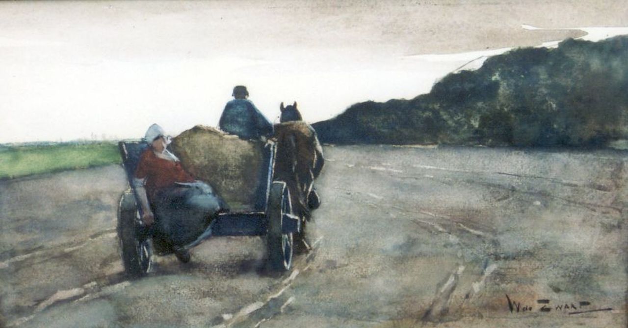 Zwart W.H.P.J. de | Wilhelmus Hendrikus Petrus Johannes 'Willem' de Zwart, Homeward bound, charcoal and watercolour on paper 20.5 x 39.5 cm, signed l.r.