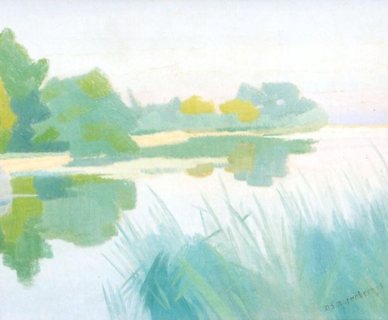 Smorenberg D.  | Dirk Smorenberg, A river landscape, oil on canvas 25.5 x 30.6 cm, signed l.r. and dated '25