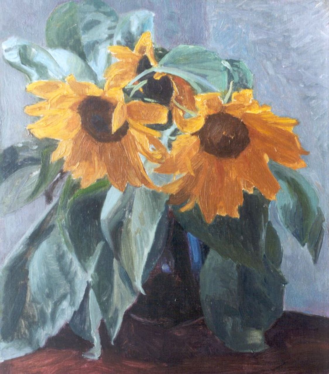 Altink J.  | Jan Altink, Sunflowers, oil on canvas 39.2 x 34.2 cm