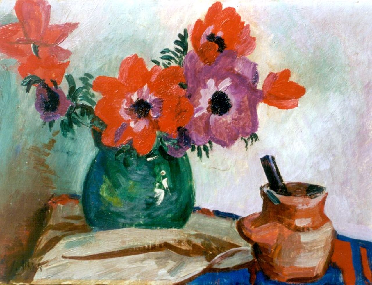Altink J.  | Jan Altink, A still life with anemones, oil on canvas 30.3 x 40.0 cm, signed l.l.