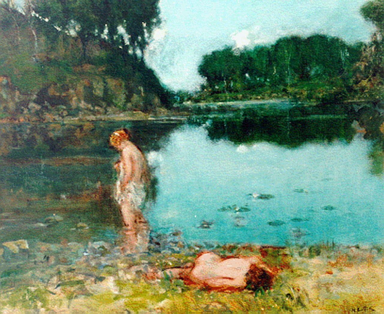 Meindert Butter | Bathing women, oil on canvas, 49.7 x 59.5 cm, signed l.r.