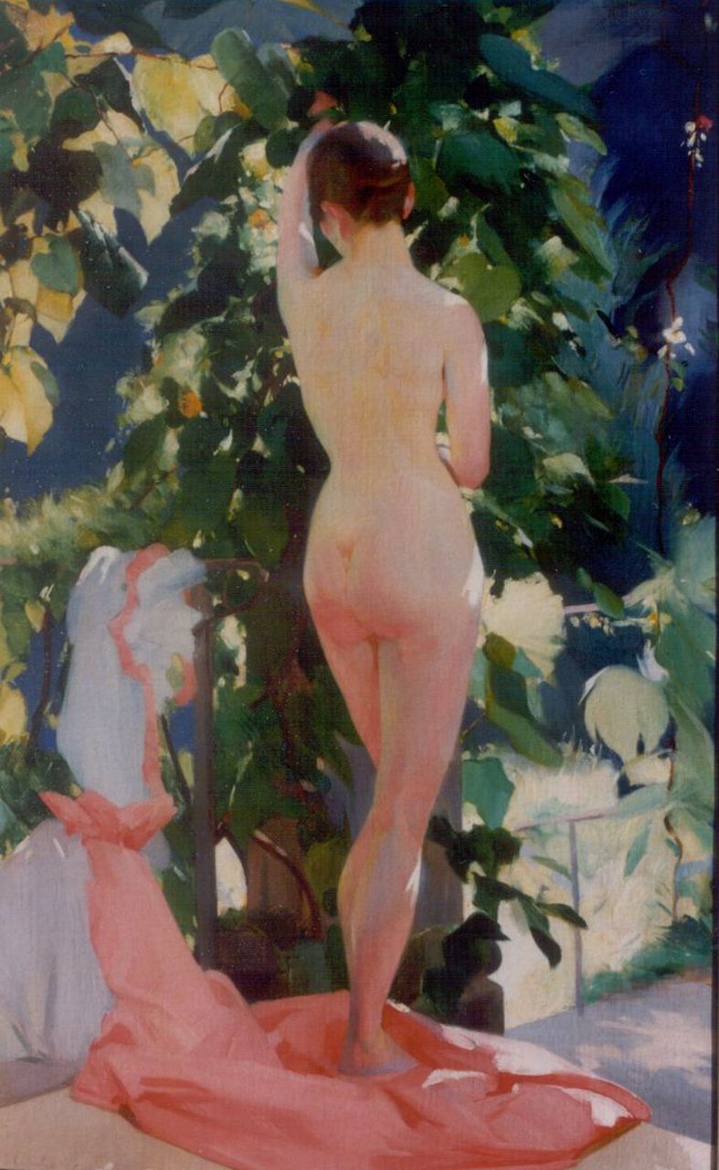 Virgilio Costantini | A standing nude, oil on canvas, 139.7 x 86.4 cm, signed l.l.