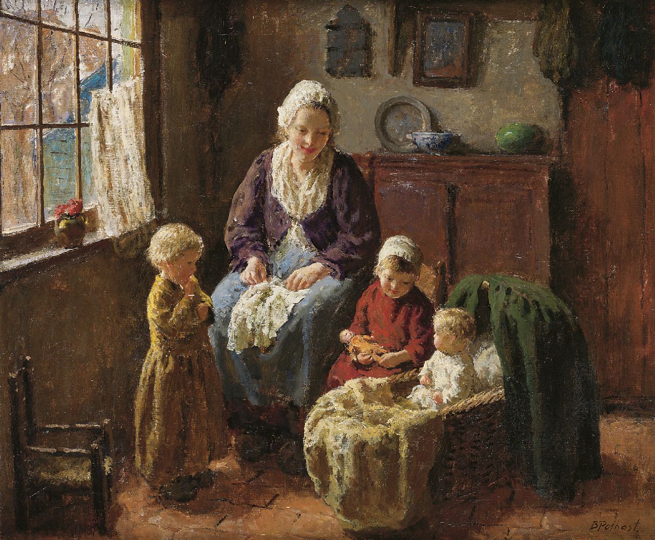 Pothast B.J.C.  | 'Bernard' Jean Corneille Pothast, A happy family, oil on canvas 50.0 x 60.3 cm, signed l.r.