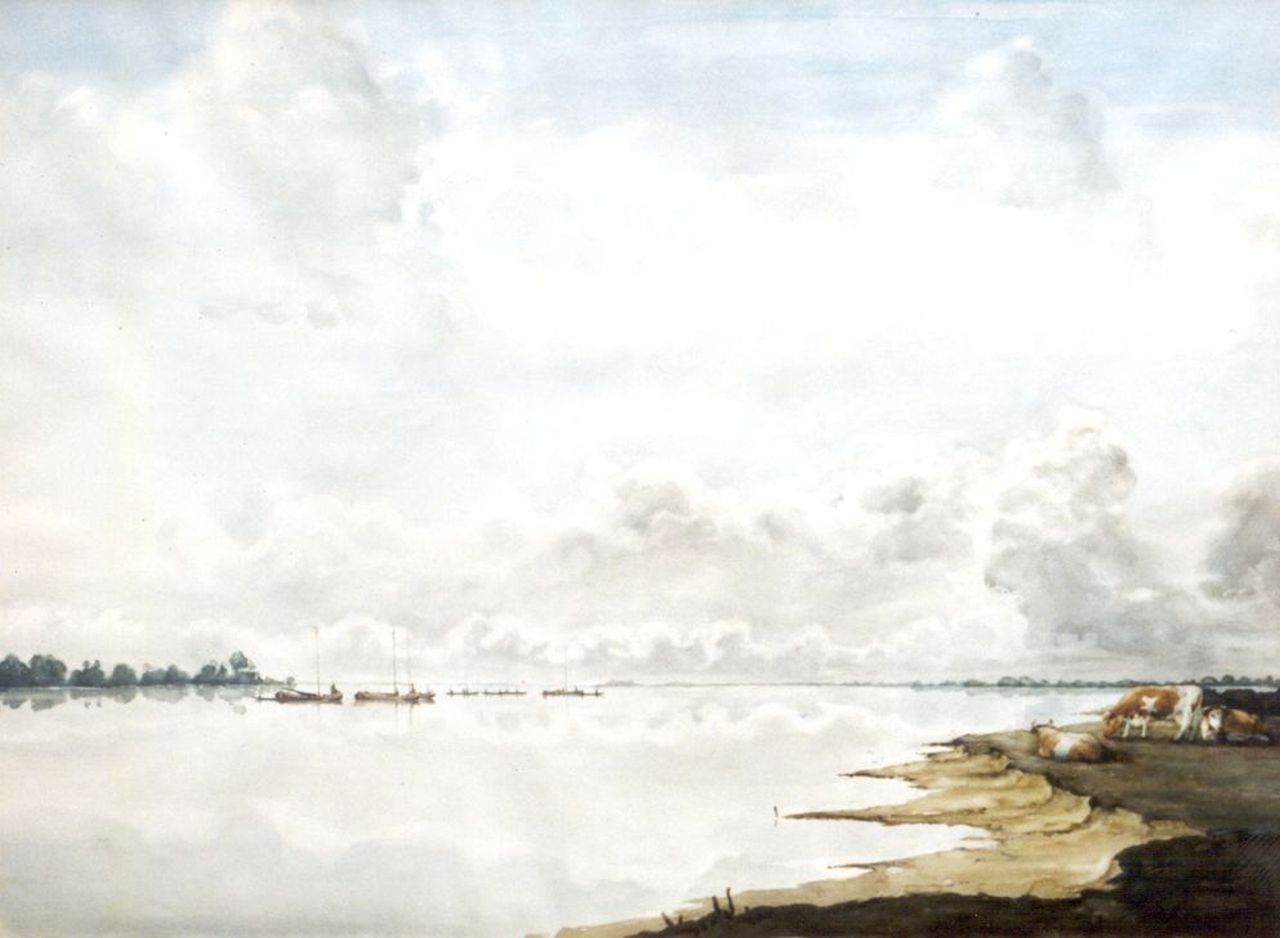 Voerman sr. J.  | Jan Voerman sr., A view of the river IJssel, watercolour on paper 59.0 x 80.0 cm, signed l.r. with initials