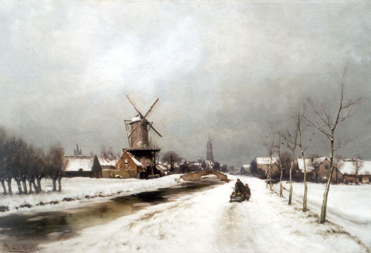 Apol L.F.H.  | Lodewijk Franciscus Hendrik 'Louis' Apol, Delft in winter, oil on canvas 56.0 x 80.2 cm