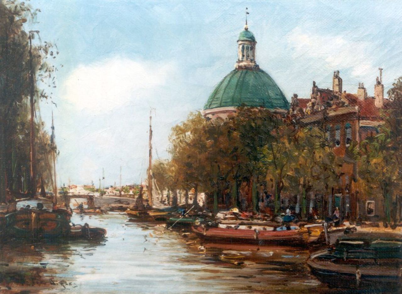 Dirckx A.B.  | Antonius Bernardus 'Anton' Dirckx, A view of the 'Lutherse kerk', Amsterdam, oil on canvas 18.4 x 24.2 cm, signed l.l.