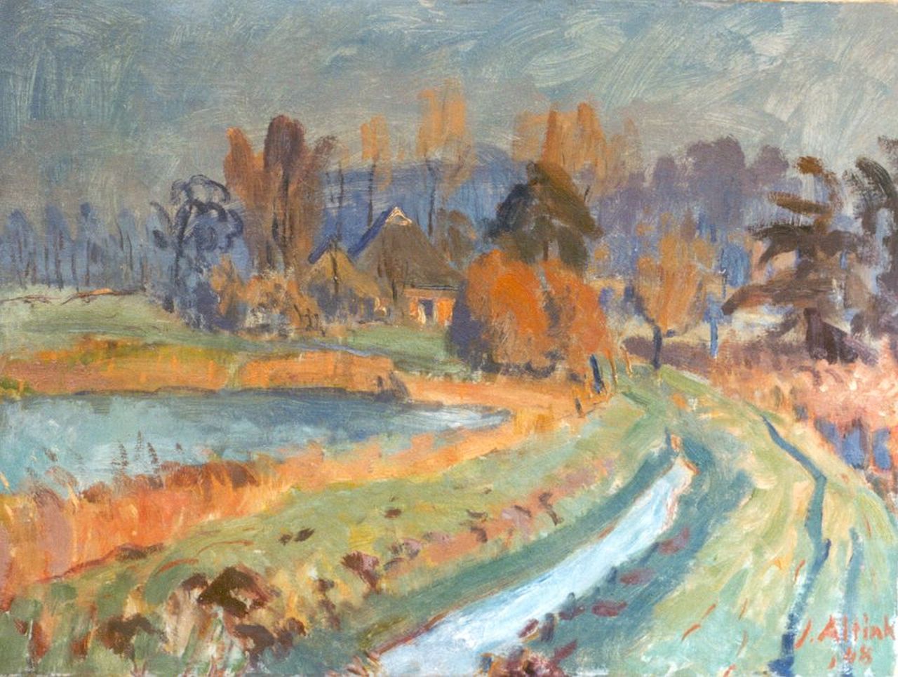 Altink J.  | Jan Altink, Landscape of Groningen, oil on canvas 60.2 x 80.0 cm, signed l.r. and dated '48