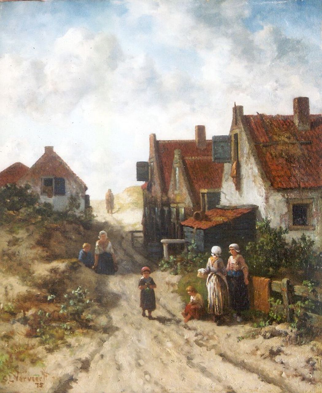 Verveer S.L.  | 'Salomon' Leonardus Verveer, Behind the dunes, Oud-Scheveningen, oil on panel 40.1 x 33.4 cm, signed l.l. and dated '75