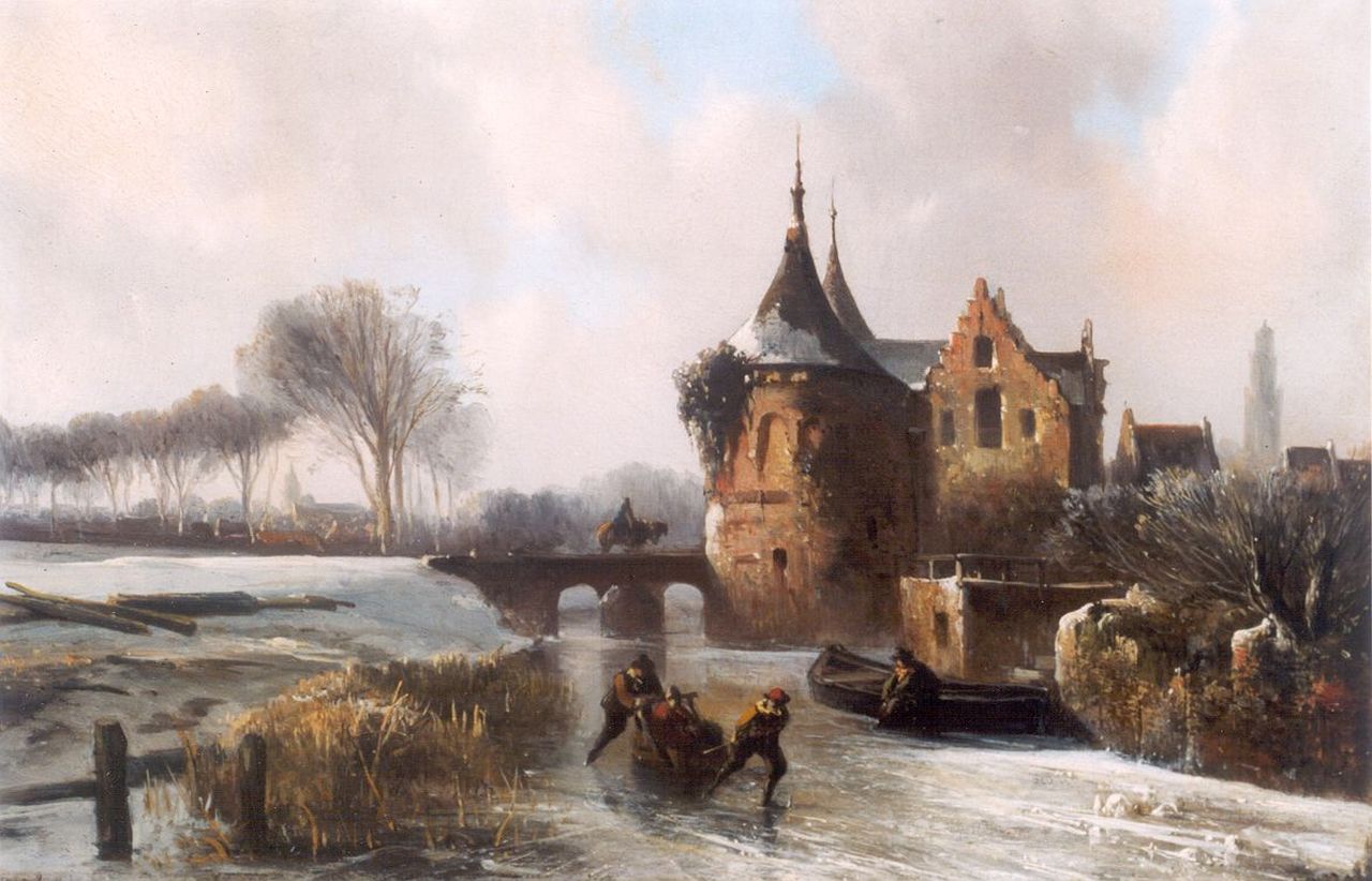 Wayen Pieterszen A. van der | Abraham van der Wayen Pieterszen, Winterfun, oil on panel 23.7 x 33.8 cm