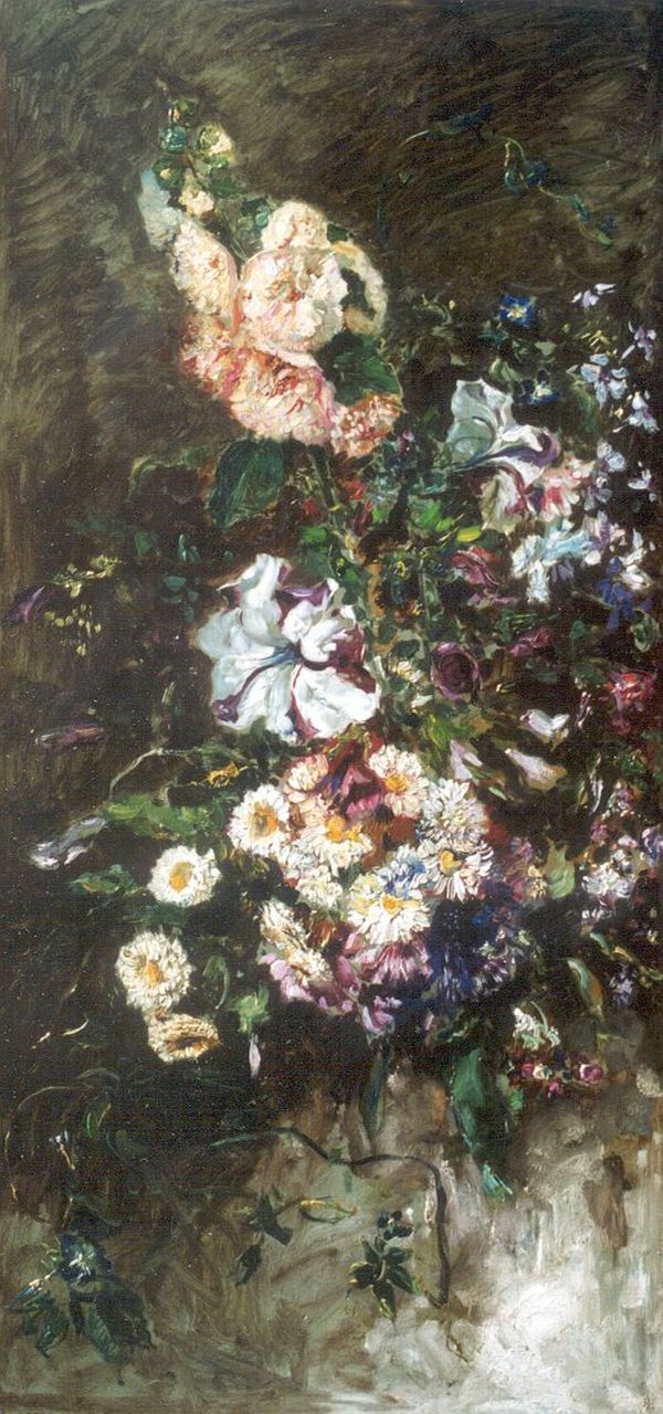 Roelofs O.W.A.  | Otto Willem Albertus 'Albert' Roelofs, A summer bouquet, oil on panel 92.6 x 45.8 cm