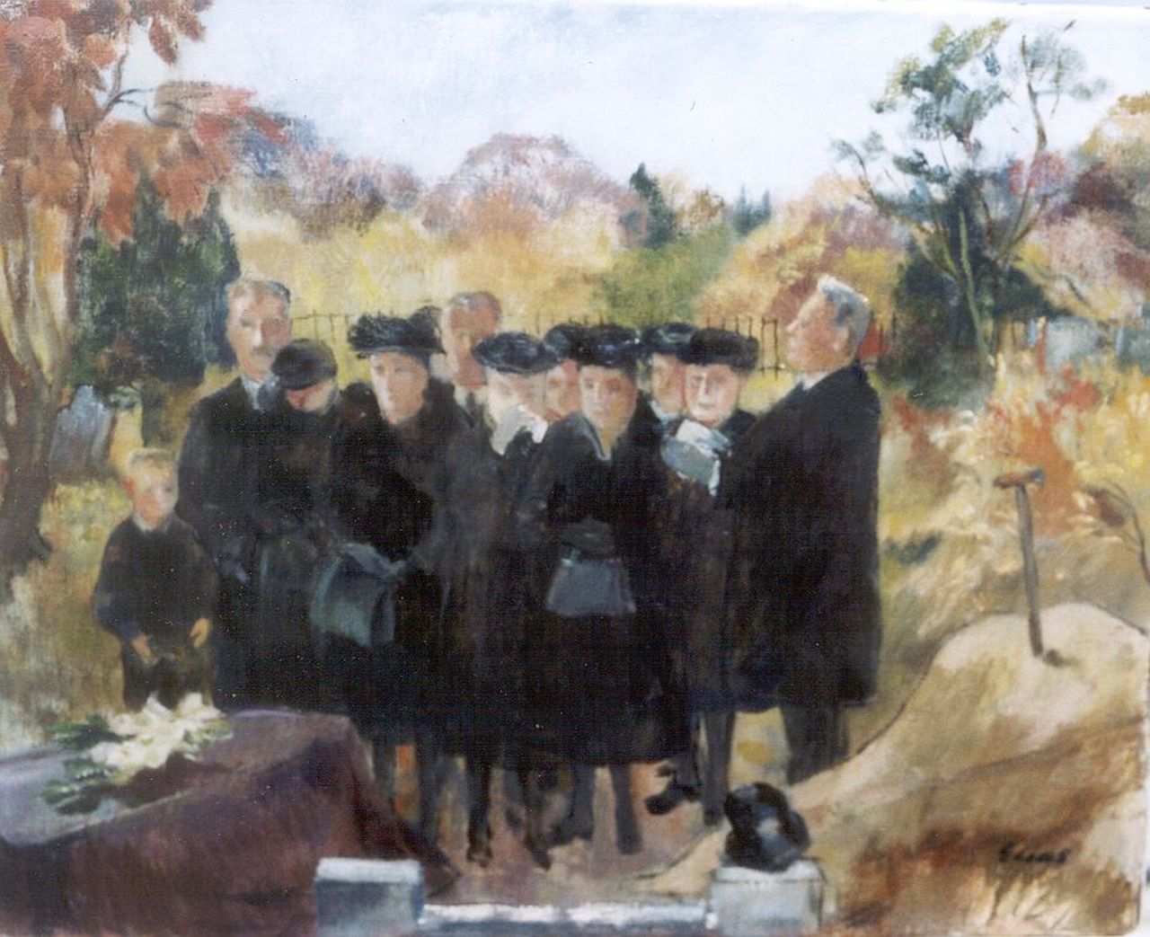 Elias J.B.  | Josephine Bertha Elias, The funeral, oil on canvas 40.3 x 50.3 cm, signed l.r.