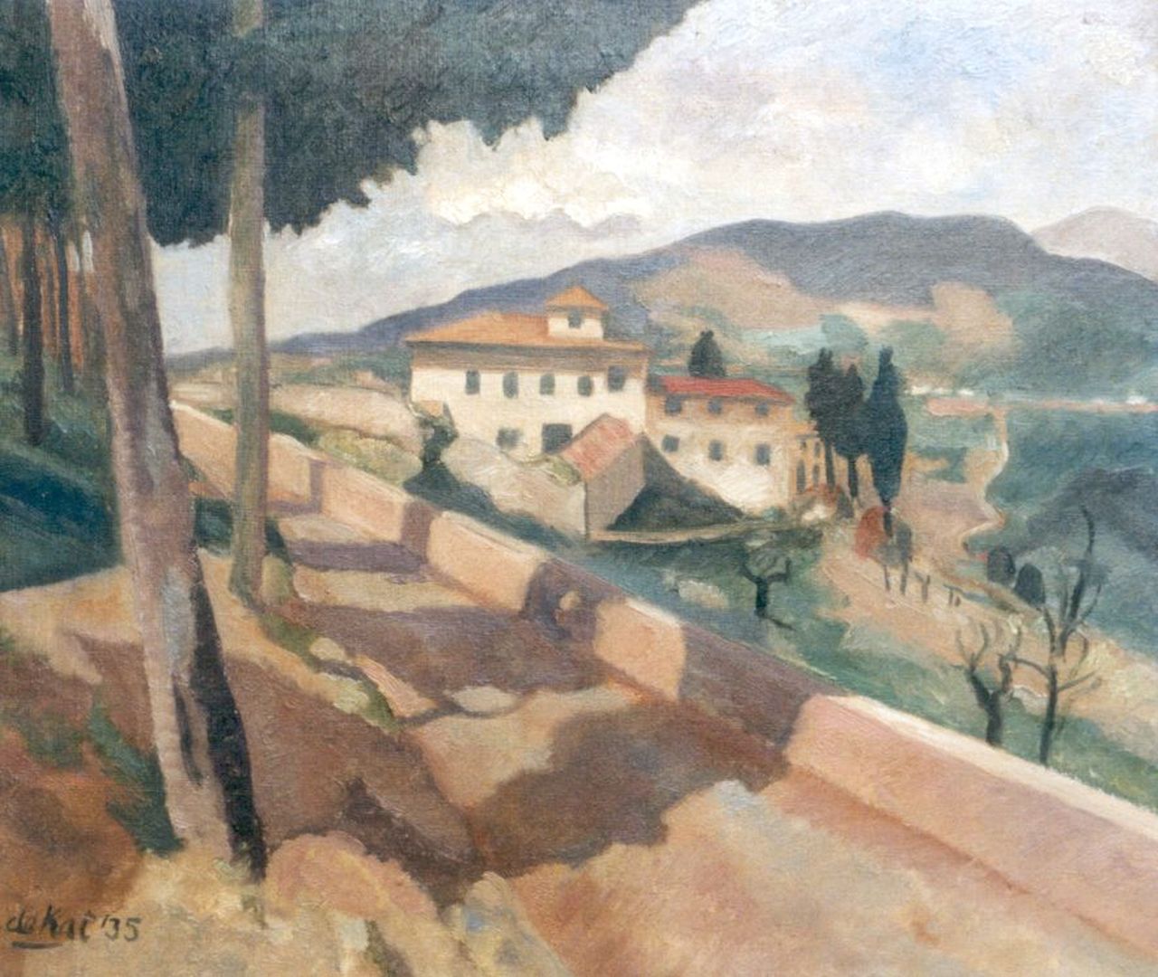 Kat O.B. de | 'Otto' Boudewijn de Kat, A landscape in Italy, oil on canvas 46.2 x 54.0 cm, signed l.l. and dated '35
