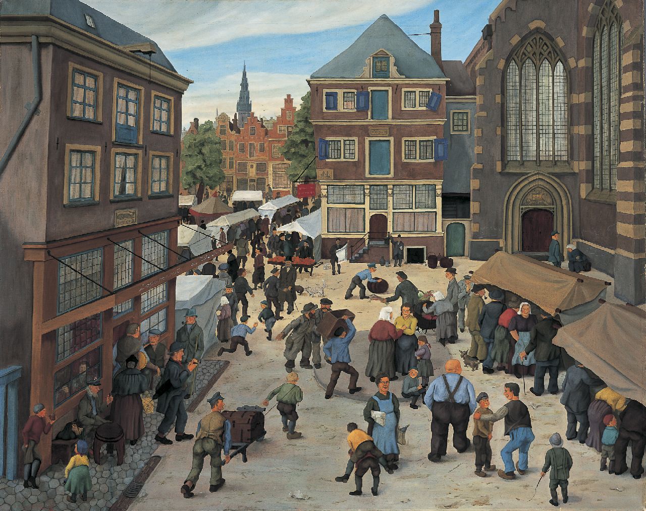 Hooijberg E.  | Elbert Hooijberg, Market day, oil on canvas 72.0 x 90.3 cm, signed l.l. and dated '37