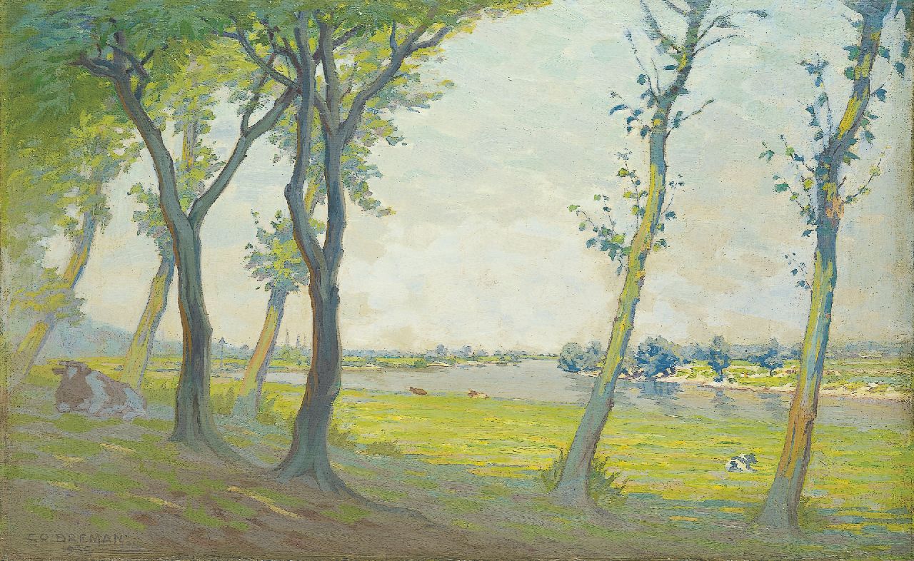 Breman A.J.  | Ahazueros Jacobus 'Co' Breman, A Salland summer morning, oil on canvas 44.5 x 70.5 cm, signed l.l. and dated 1935