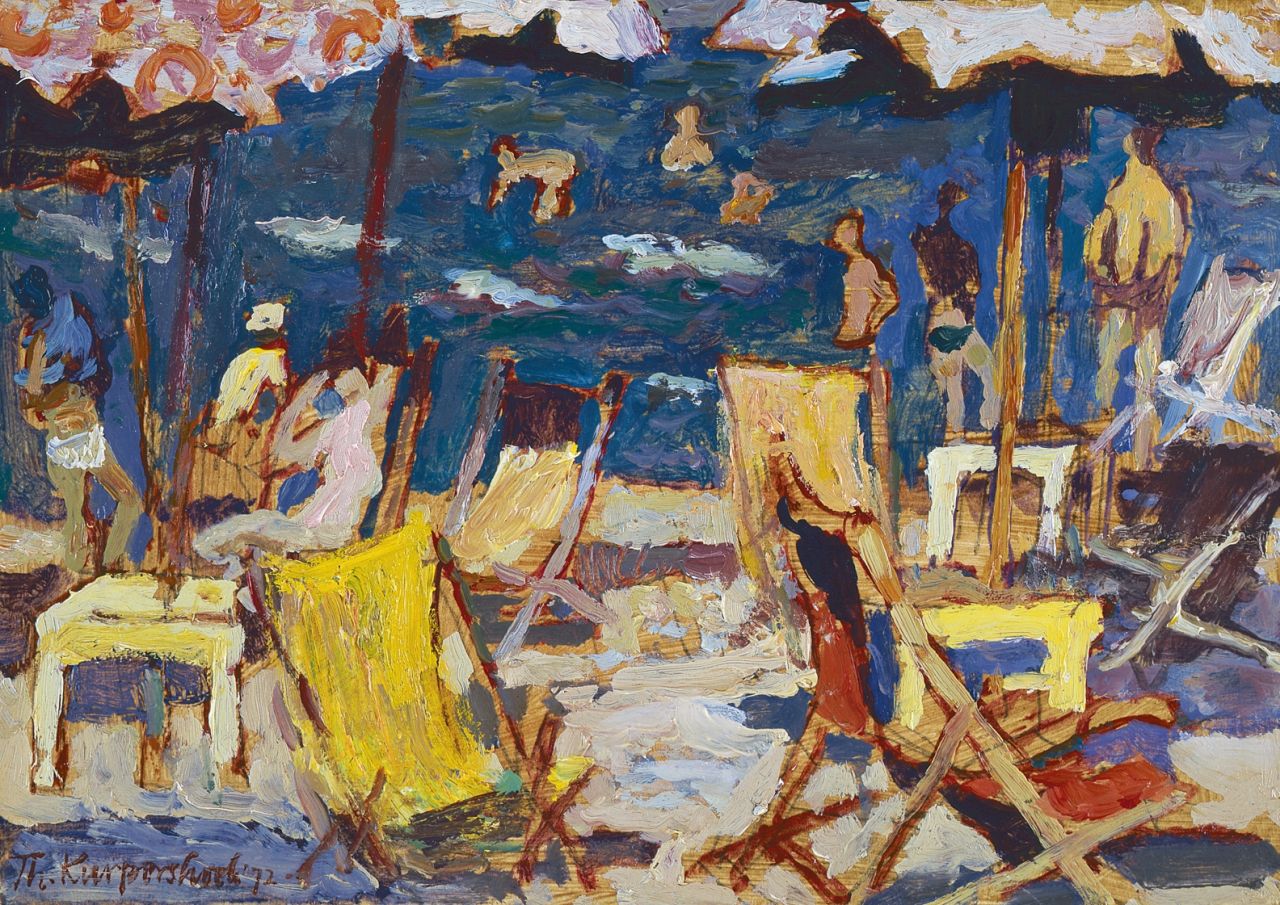 Kurpershoek T.L.  | Theodorus Lambertus 'Theo' Kurpershoek, Beach view, Ravenna, oil on panel 13.0 x 18.5 cm, signed l.l. and dated '72