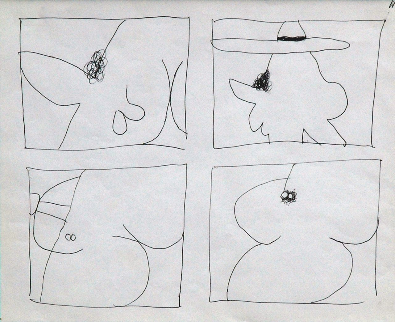 Roëde J.  | Jan Roëde | Watercolours and drawings offered for sale | Erotic sketches, pen on paper 20.7 x 25.9 cm
