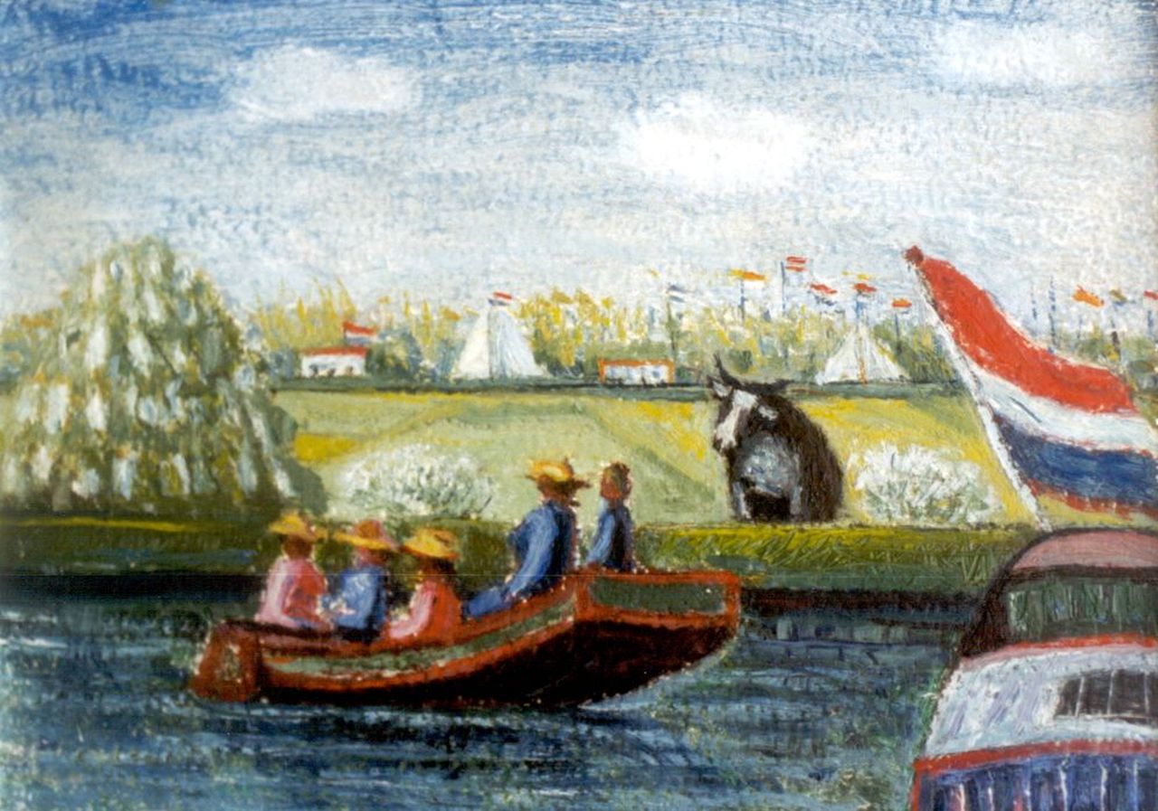Andréa C.  | Cornelis 'Kees' Andréa, Sailing on the Kaag, oil on board 18.0 x 24.1 cm, signed l.l. and dated 1972/3