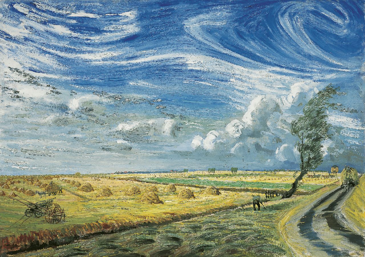 Richters M.J.  | 'Marius' Johannes Richters, Haycocks in a landscape, oil on canvas 77.3 x 109.5 cm, signed l.l. and dated '37