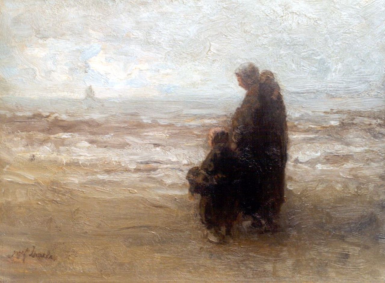 Israëls J.  | Jozef Israëls, Awaiting father's return, oil on panel 32.7 x 44.1 cm, signed l.l.