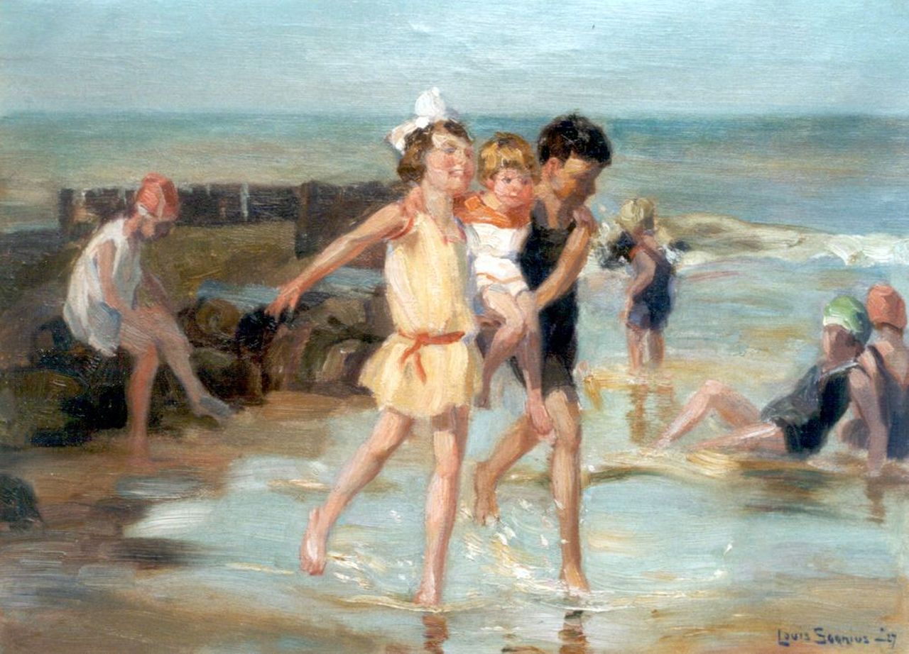 Soonius L.  | Lodewijk 'Louis' Soonius, Paddling, oil on canvas 30.4 x 40.5 cm, signed l.r. and on the reverse and dated '27