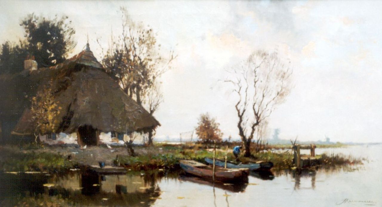 Kaemmerer J.H.  | Johan Hendrik 'Joh. H.' Kaemmerer, A view of a lake, oil on canvas 50.5 x 90.0 cm