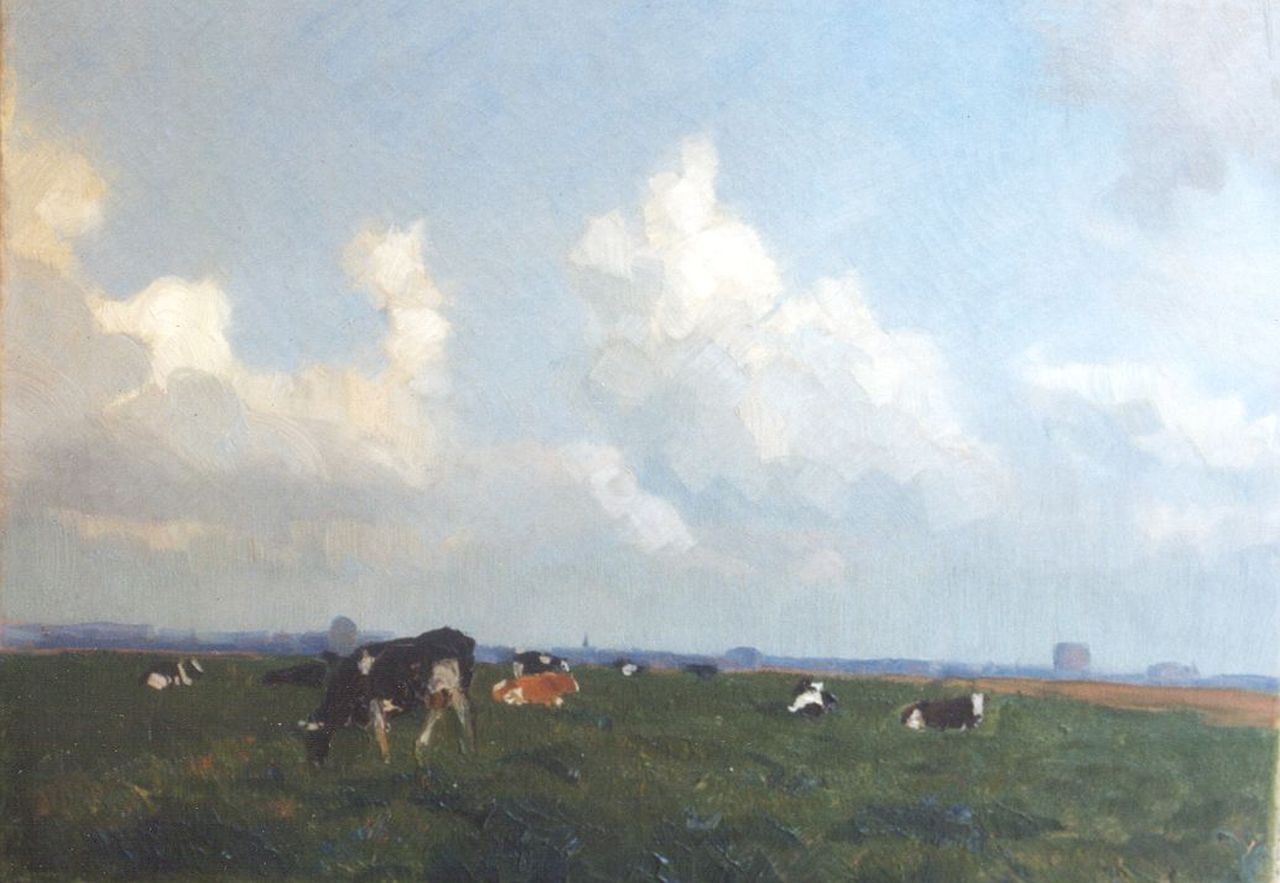 Nifterik G. van | Gustaaf van Nifterik, Cows in a meadow, oil on canvas 33.2 x 46.5 cm, signed l.r.