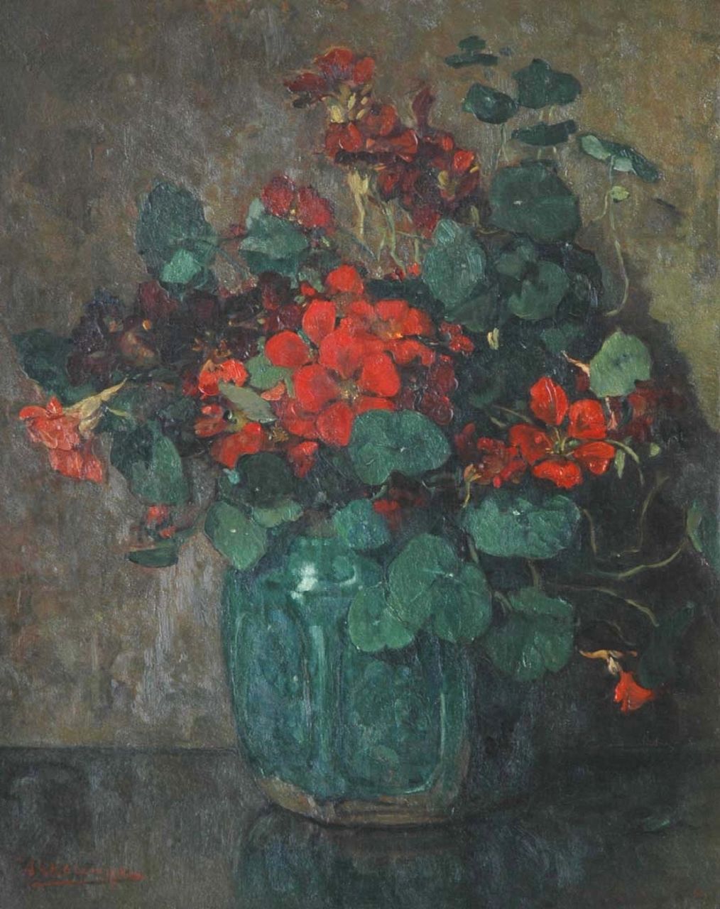 Akkeringa J.E.H.  | 'Johannes Evert' Hendrik Akkeringa, Nasturtium, oil on canvas 48.9 x 39.9 cm, signed l.l.