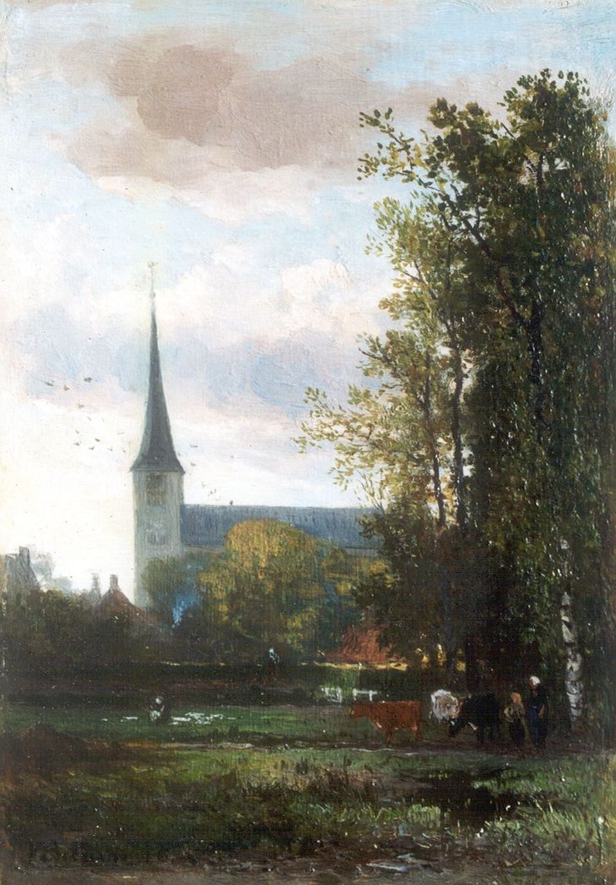 Bilders J.W.  | Johannes Warnardus Bilders, A view of the church of Vorden, oil on panel 36.5 x 25.6 cm, signed l.l. and dated '76