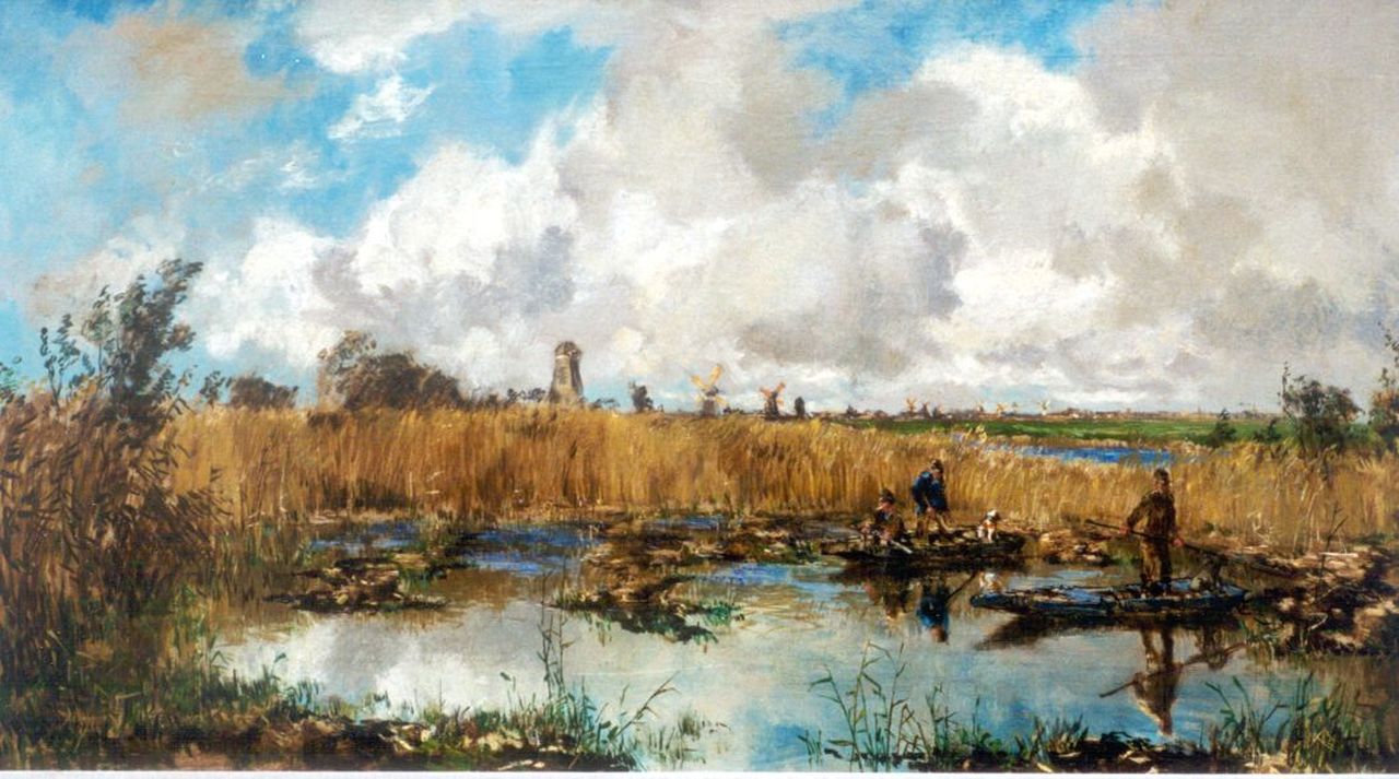 Mastenbroek J.H. van | Johan Hendrik van Mastenbroek, The snipe hunt, oil on canvas 57.4 x 102.2 cm, signed l.l. and dated 1917